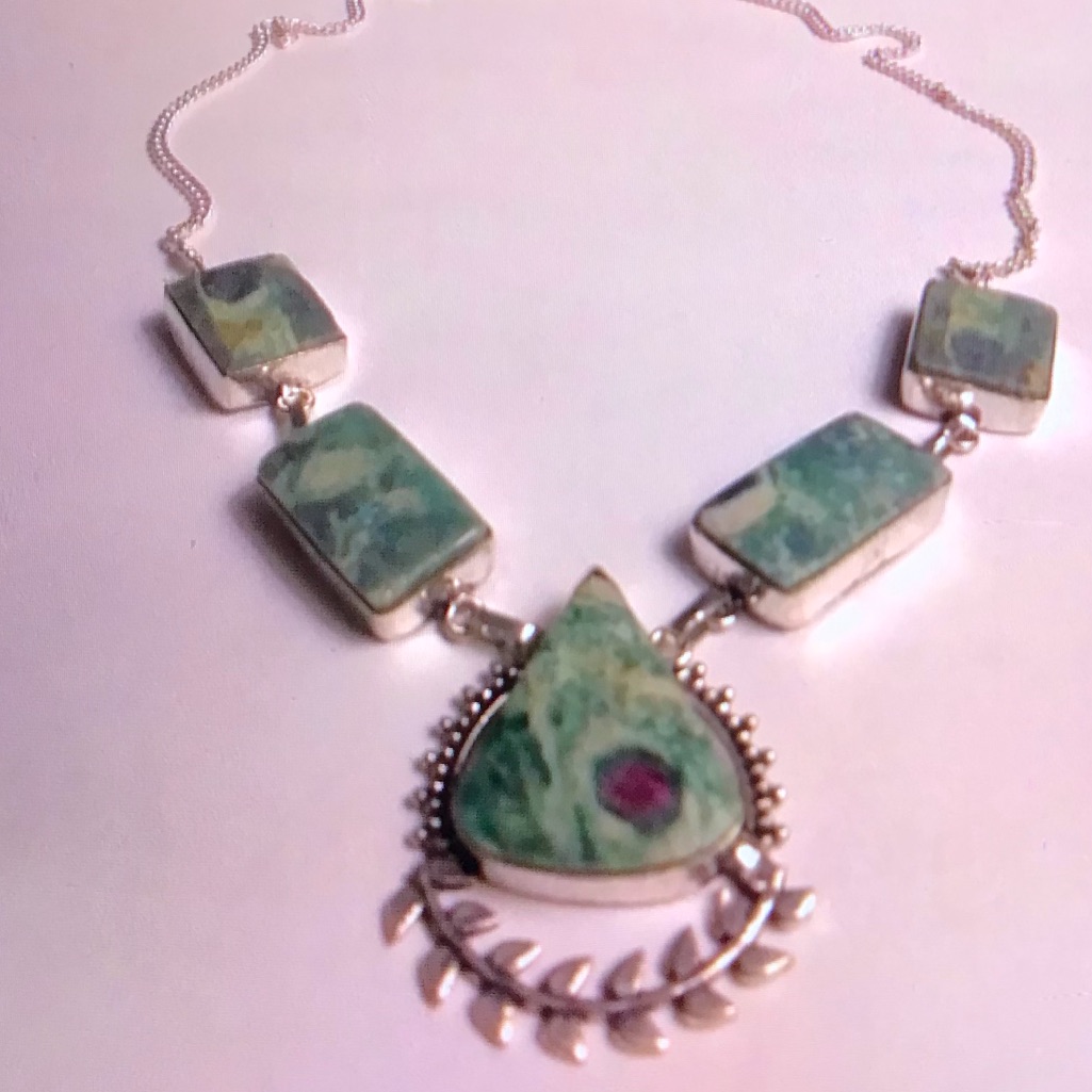 Ruby Fuchsite 925 Sterling Silver Necklace